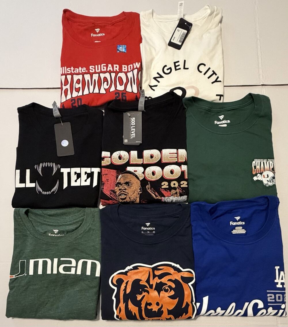 8 T-Shirt Lot ALL SPORTS Bundle Random Sports Team NFL MLB NCAA MLS Size XL